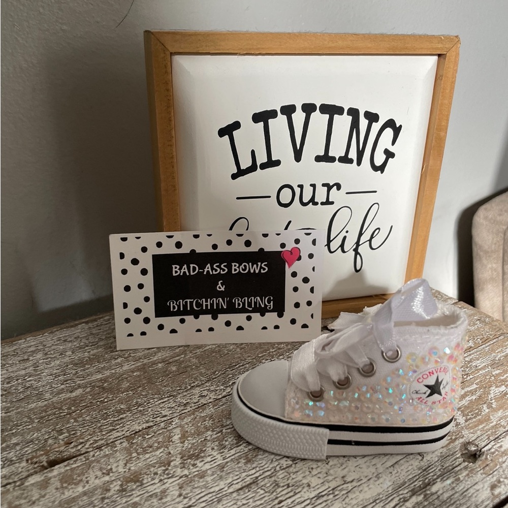 White Blinged Out Converse shoe Keychain